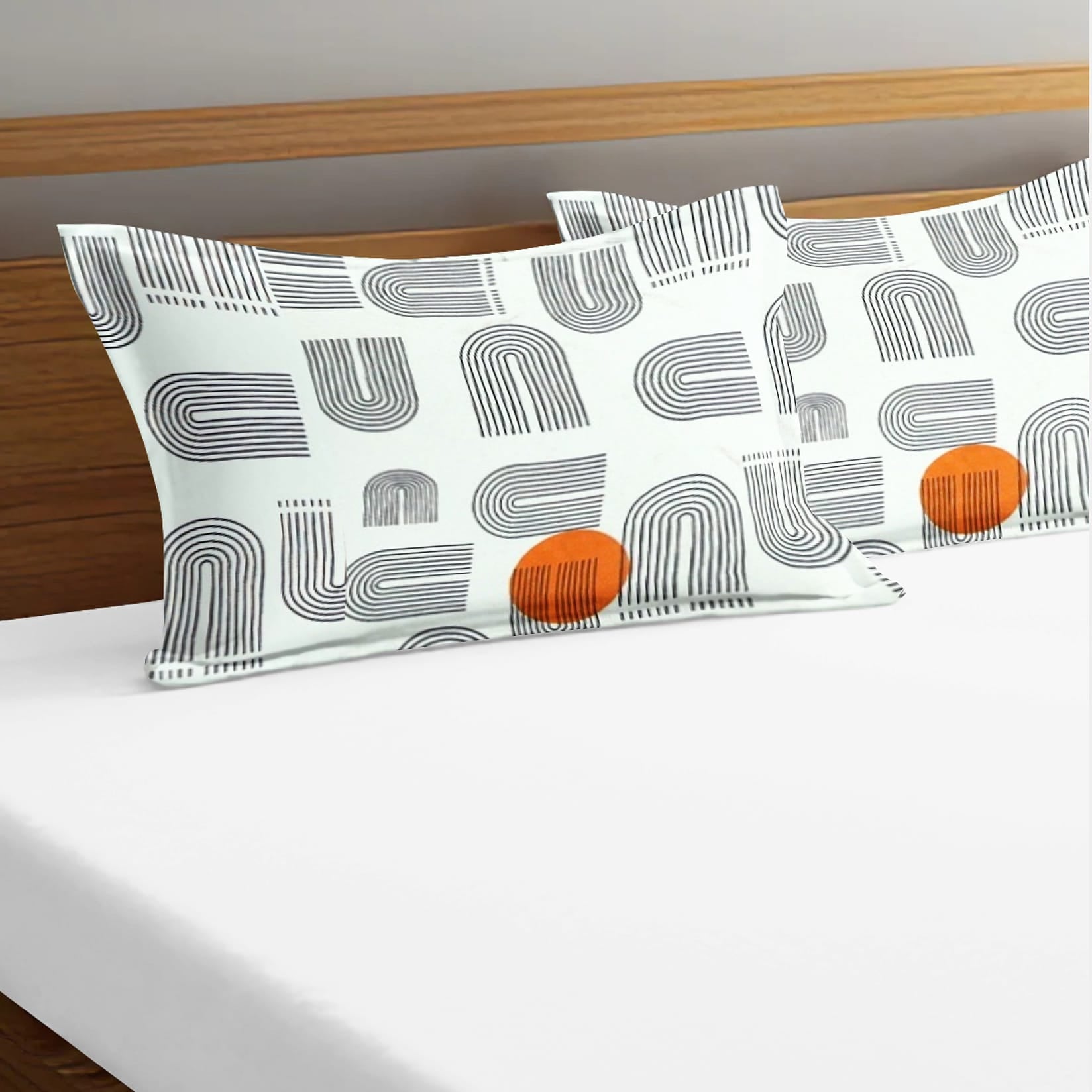 Soft Abstract Print Pillow Cover Set In Grey Online At Best prices(2 Pcs)