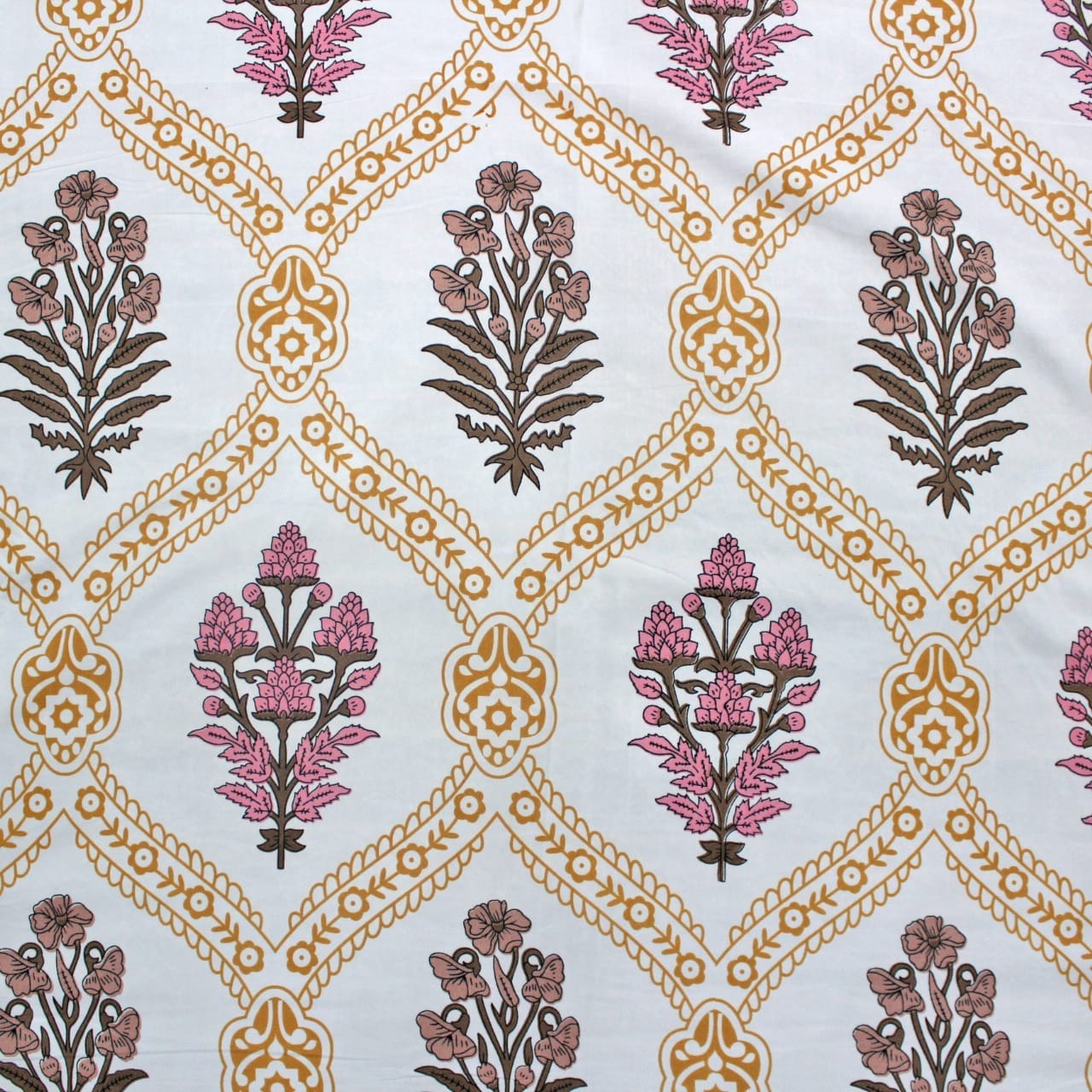 Close up View Microfiber Floral Reversible AC Dohar Blanket, Mustard  Design 