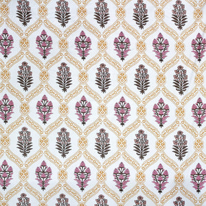 Cotton Floral Print 210 TC King Size Fitted Bedsheet In Mustard At Best Prices