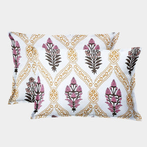 Soft Floral Print Pillow Cover Set In Mustard Online At Best prices(2 Pcs)