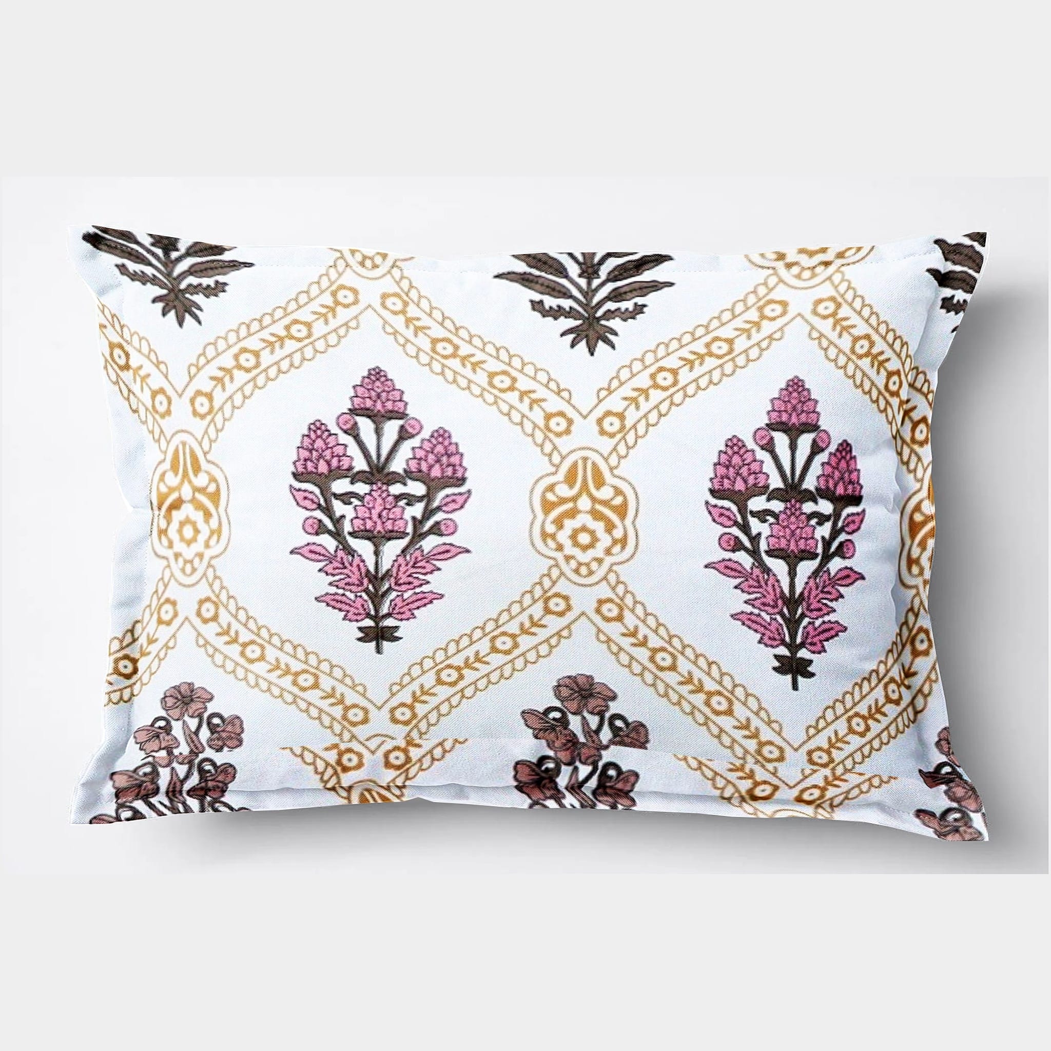 Soft Floral Print Pillow Cover Set In Mustard Online At Best prices(2 Pcs)
