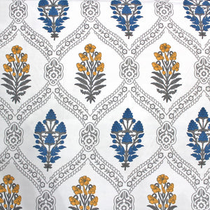 Cotton Floral Print 210 TC king Size Fitted Bedsheet In Blue At Best Prices