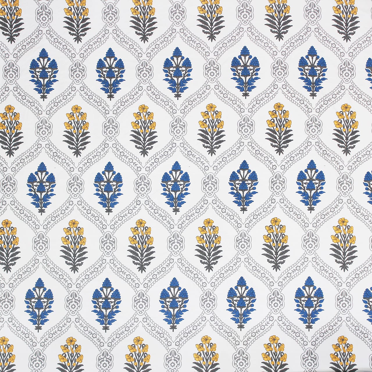 Cotton Floral Print 210 TC king Size Fitted Bedsheet In Blue At Best Prices