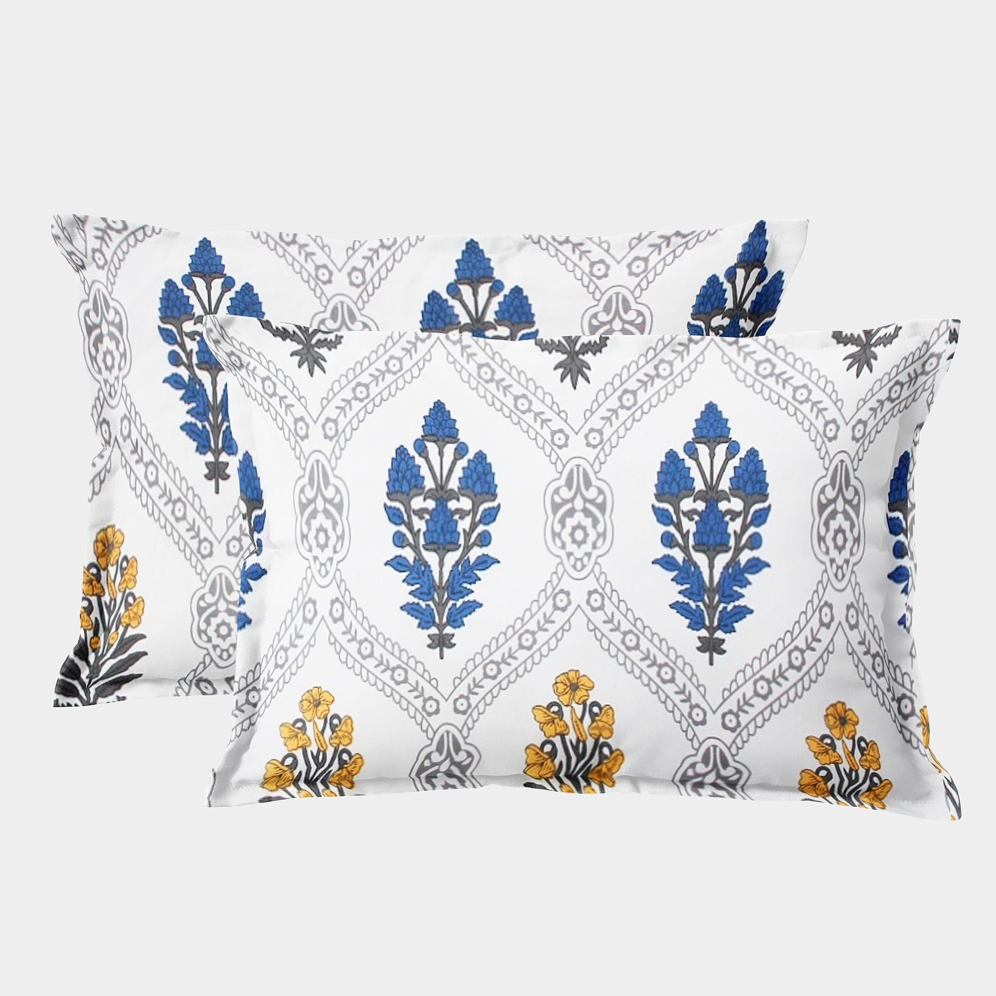 Soft Floral Print Pillow Cover Set In Blue Online At Best prices(2 Pcs)