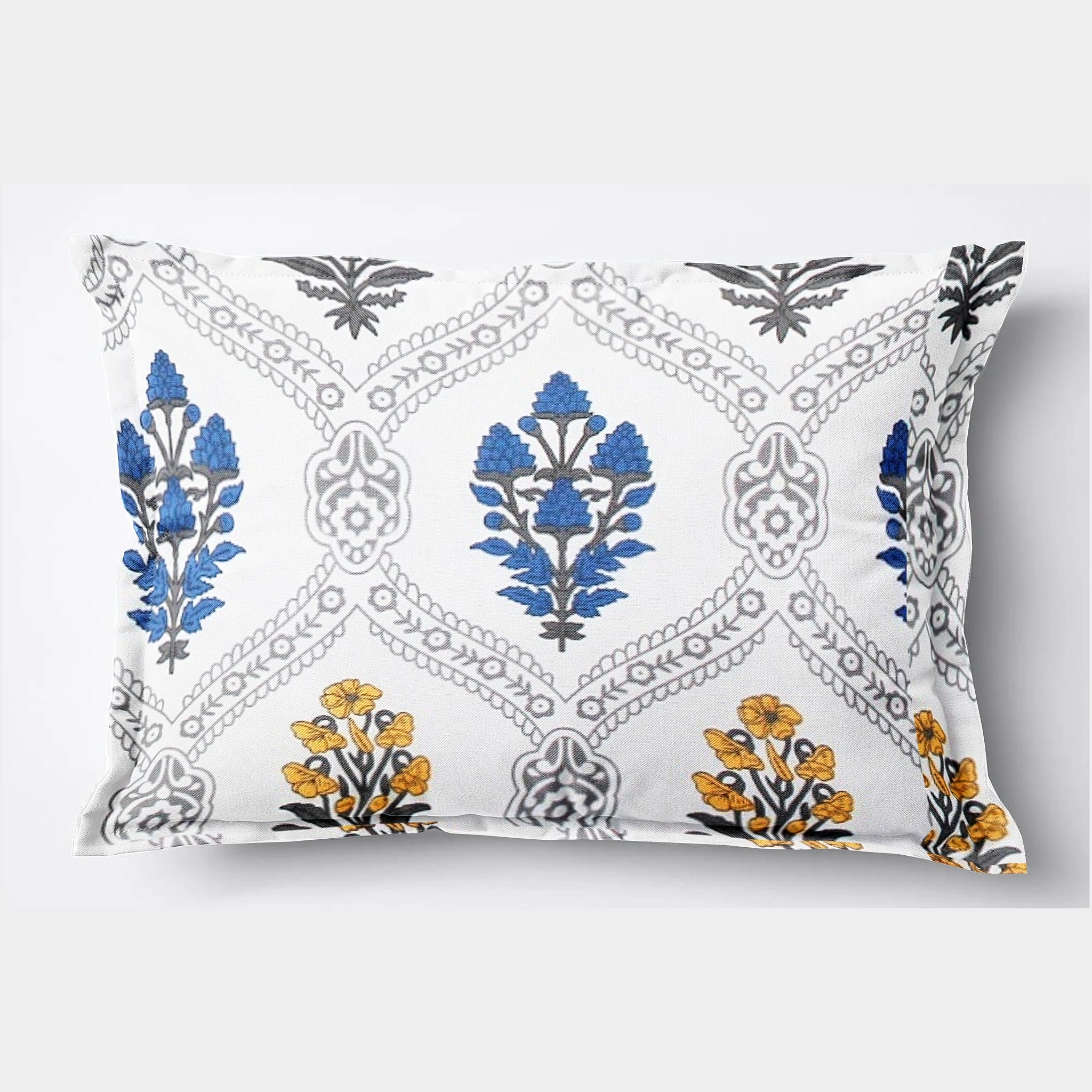 Soft Floral Print Pillow Cover Set In Blue Online At Best prices(2 Pcs)