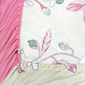 Cotton Floral Print 210 TC King Size Fitted Bedsheet In Magenta At Best Prices