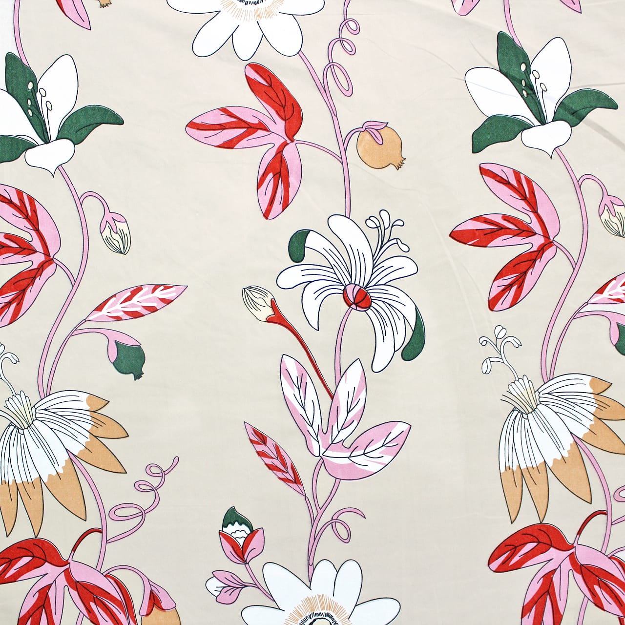 Cotton Floral Print 210 TC King Size Fitted Bedsheet In Magenta At Best Prices