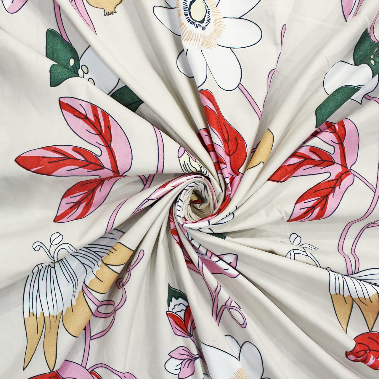 Cotton Floral Print 210 TC King Size Fitted Bedsheet In Magenta At Best Prices