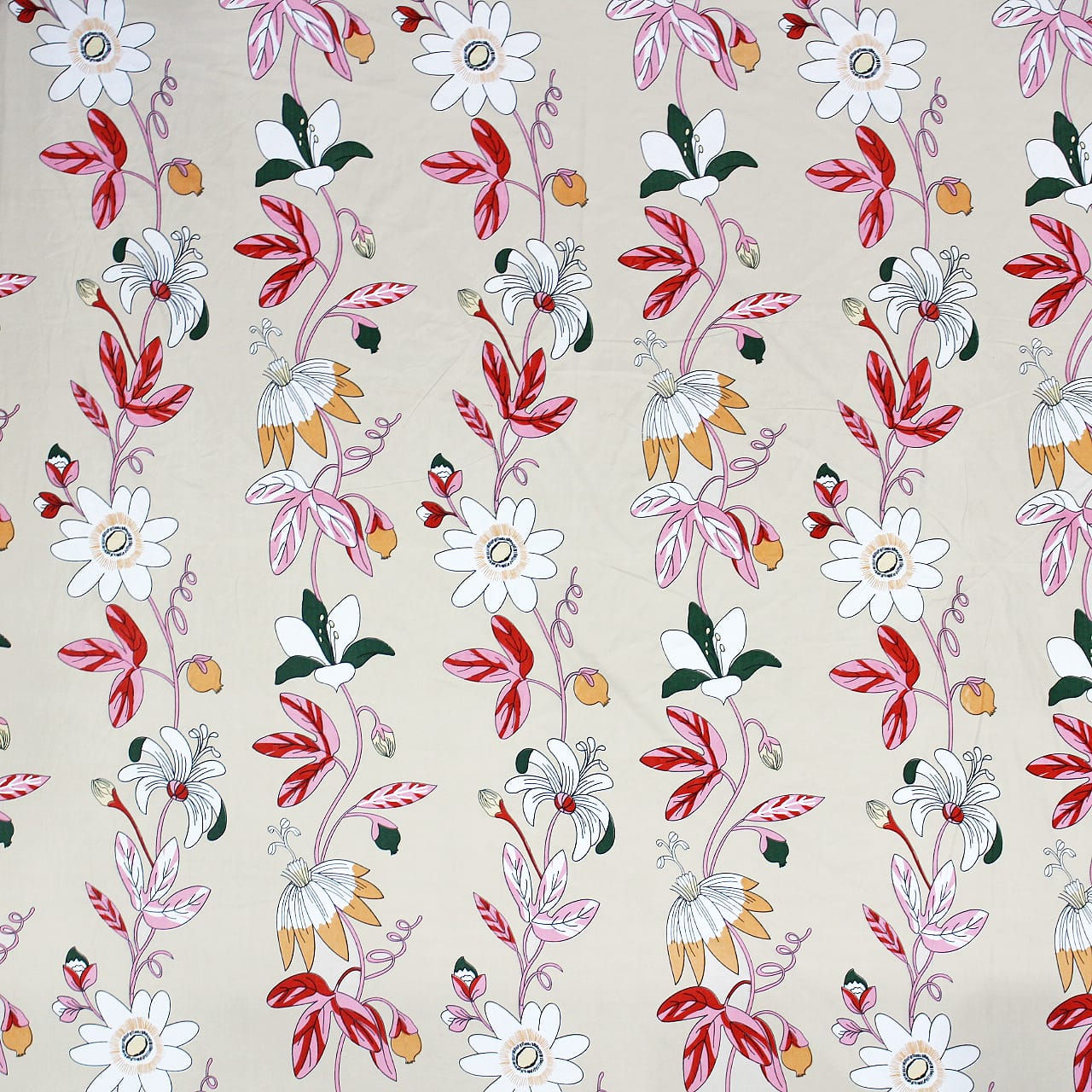 Cotton Floral Print 210 TC King Size Fitted Bedsheet In Magenta At Best Prices