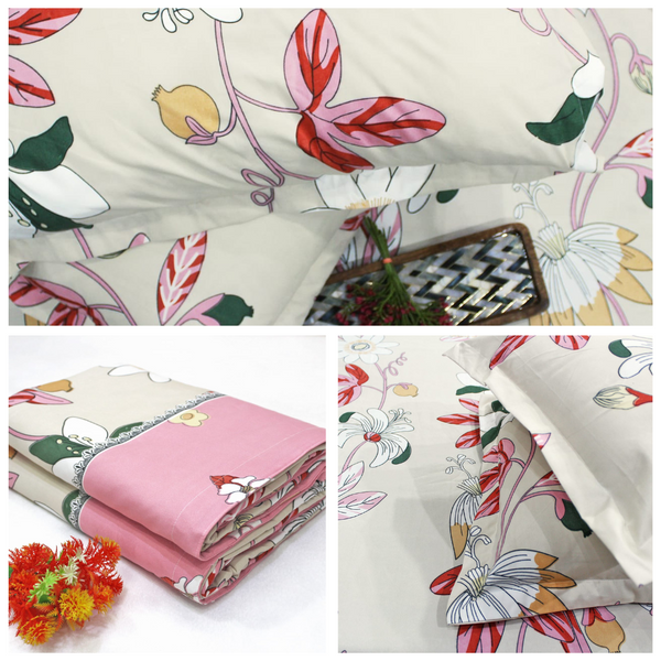 Magenta Festive Collection Floral Dohar Bedsheet Set (4 Pc) online in India