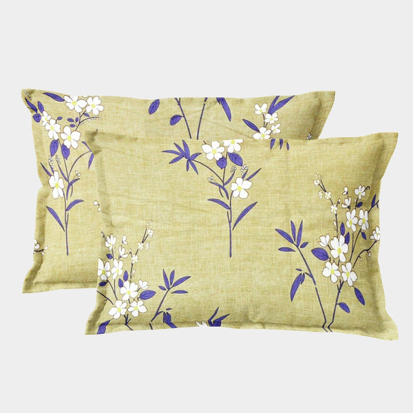 Printed Floral Set of 2 Pcs Pillow Cover - Olive