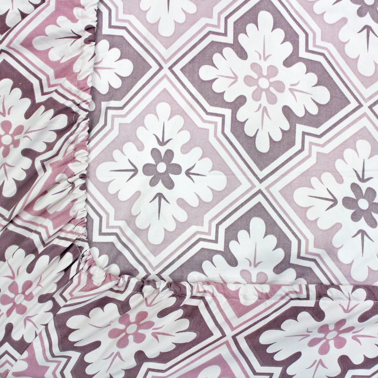 Cotton Floral Print 210 TC King Size Fitted Bedsheet In Magenta At Best Prices