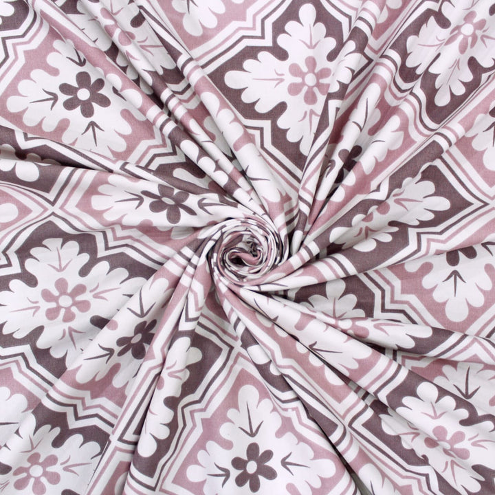 Cotton Floral Print 210 TC King Size Fitted Bedsheet In Magenta At Best Prices