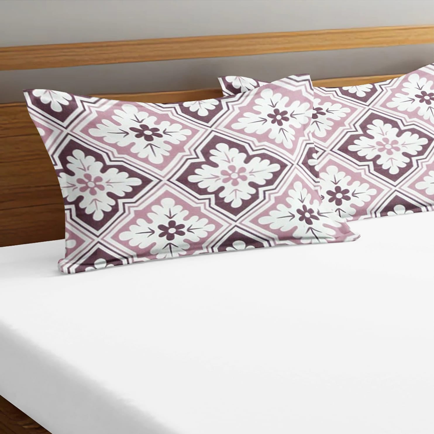 Soft Floral Print Pillow Cover Set In Magenta Online At Best prices(2 Pcs)
