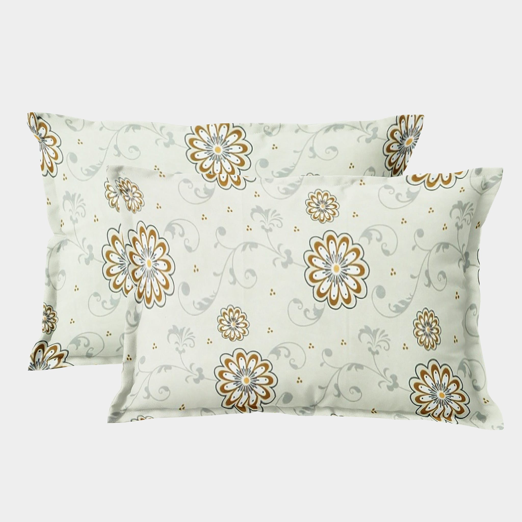 Soft Floral Print Pillow Cover Set In Beige Online At Best prices(2 Pcs)