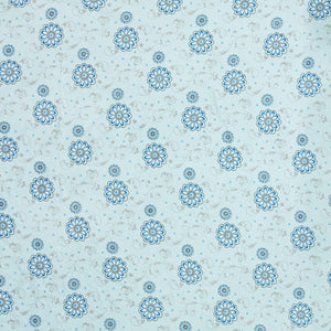 Cotton Floral Print 210 TC King Size Fitted Bedsheet In Sky Blue At Best Prices