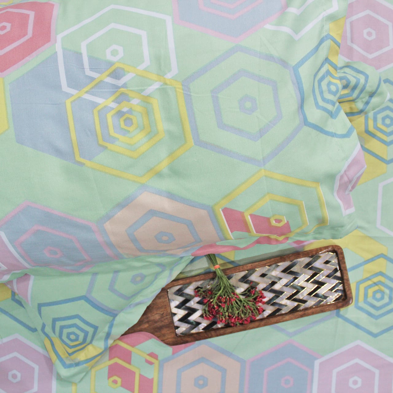 Cotton Floral Print 210 TC King Size Fitted Bedsheet In Multicolor At Best Prices