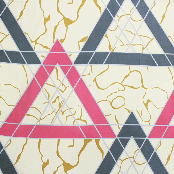 Cotton Geometrical Print 210 TC King Size Fitted Bedsheet In Multicolor At Best Prices