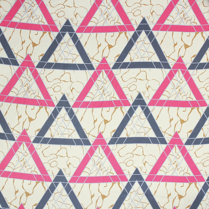 Cotton Geometrical Print 210 TC King Size Fitted Bedsheet In Multicolor At Best Prices