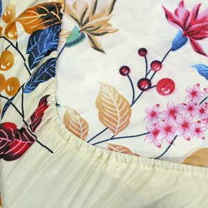 Cotton Floral Print 210 TC King Size Fitted Bedsheet In Multicolor At Best Prices