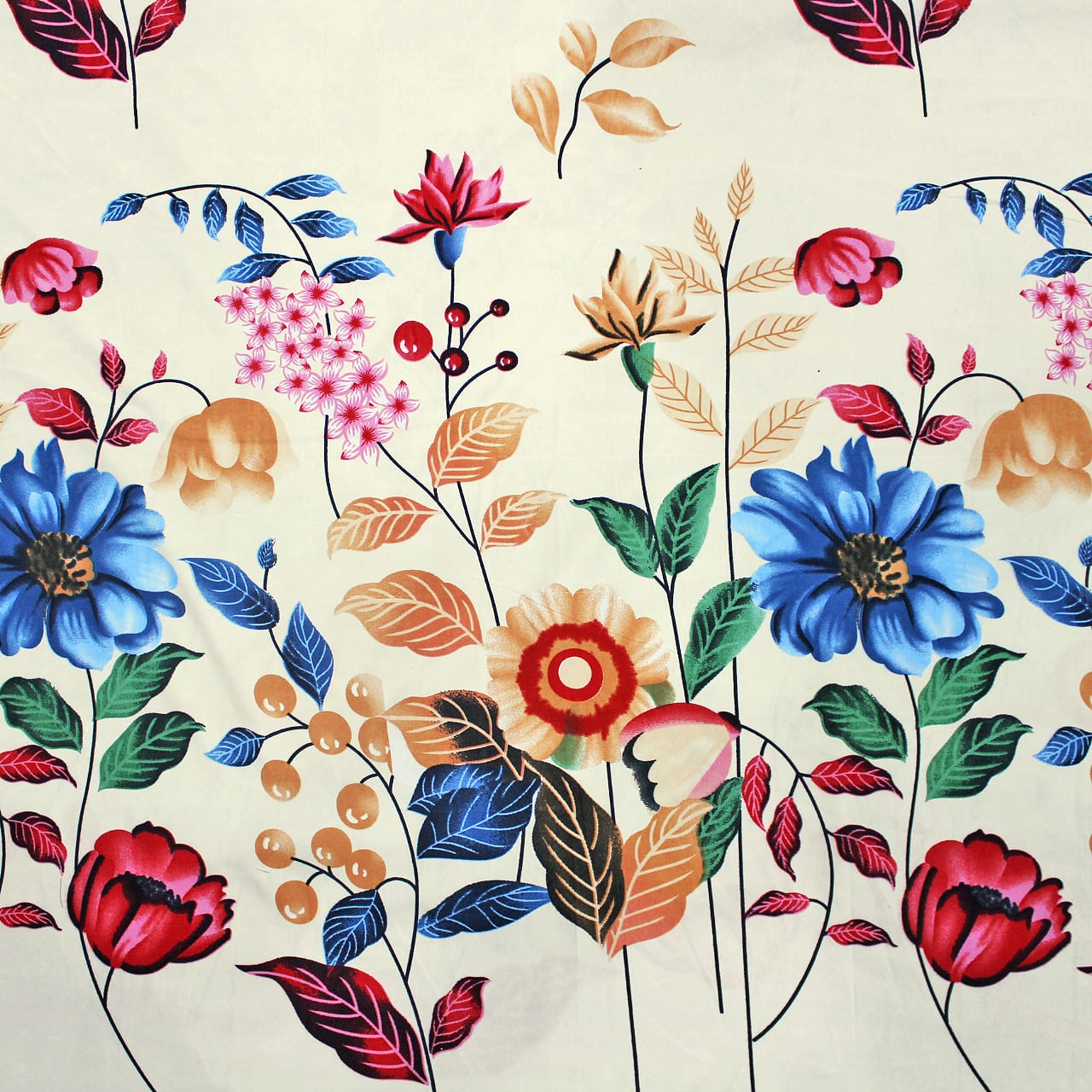 Cotton Floral Print 210 TC King Size Fitted Bedsheet In Multicolor At Best Prices