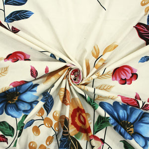 Cotton Floral Print 210 TC King Size Fitted Bedsheet In Multicolor At Best Prices