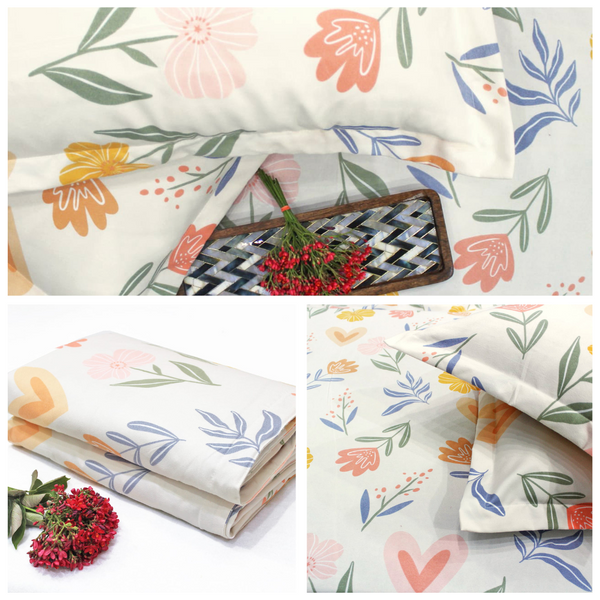 Multicolor Festive Collection Floral Dohar Bedsheet Set (4 Pc) online in India
