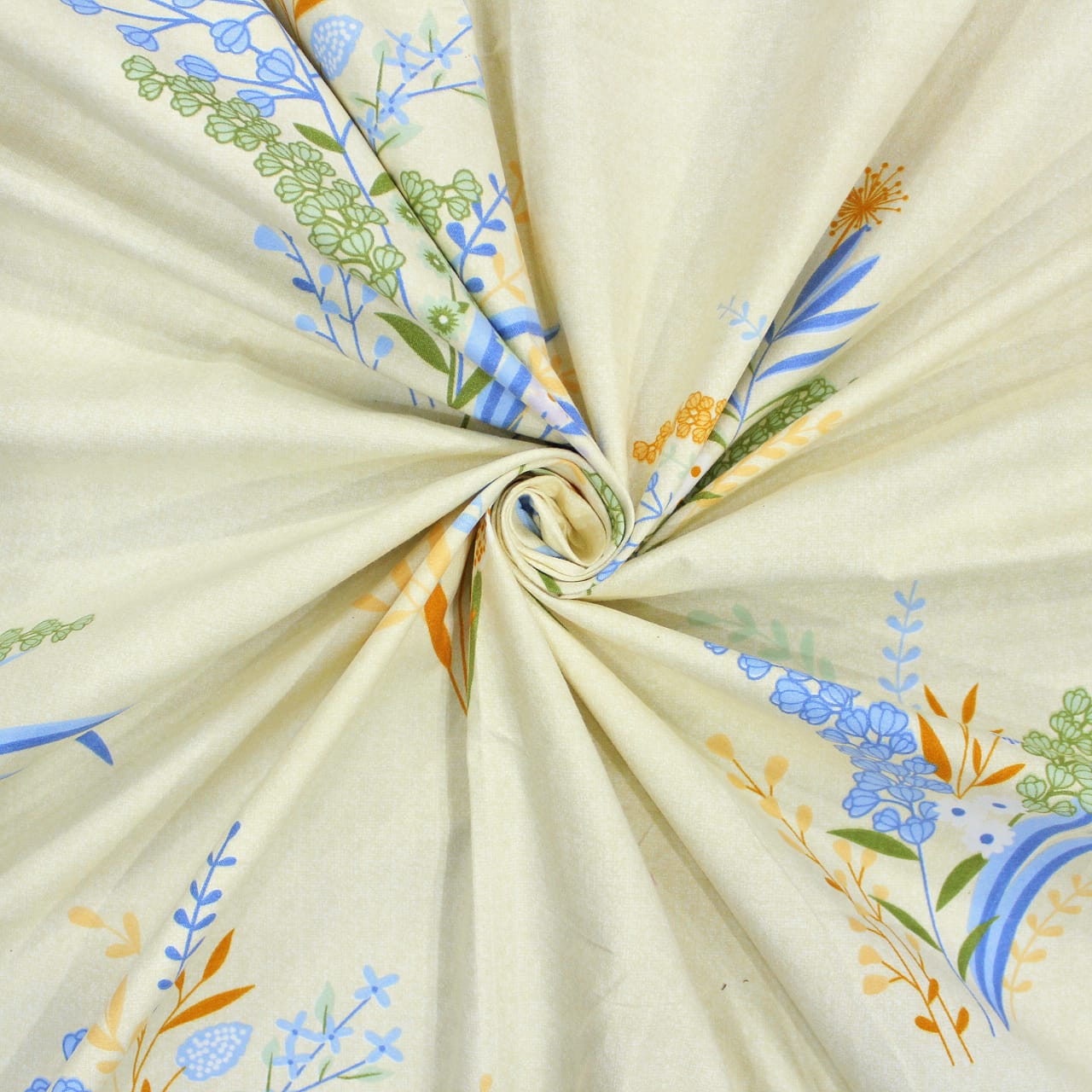 Cotton Floral Print 210 TC King Size Fitted Bedsheet In Multicolor Online In India