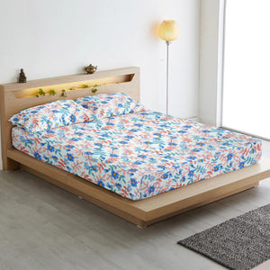 Cotton Floral Print 210 TC King Size Fitted Bedsheet In Multicolor Online In India