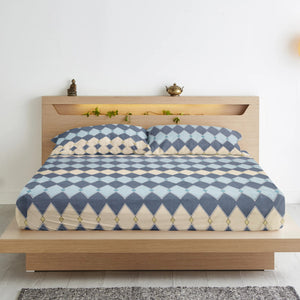 Cotton Geometrical Print 210 TC king Size Fitted Bedsheet In Multicolor Online In India