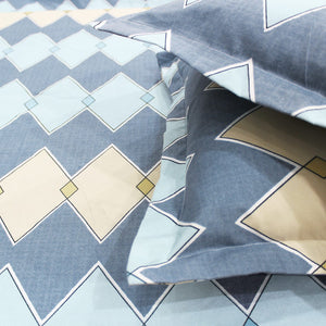 Cotton Geometrical Print 210 TC king Size Fitted Bedsheet In Multicolor Online In India