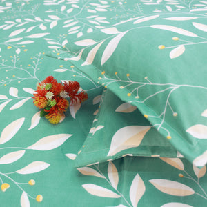 Floral 210 TC Cotton Fitted Bedsheet with Pillow Covers
