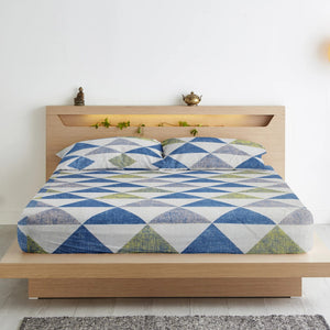 Cotton Geometrical Print 210 TC king Size Fitted Bedsheet In Multicolor Online In India