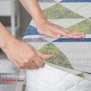 Cotton Geometrical Print 210 TC king Size Fitted Bedsheet In Multicolor Online In India