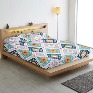 Cotton Floral Print 210 TC king Size Fitted Bedsheet In Multicolor Online In India