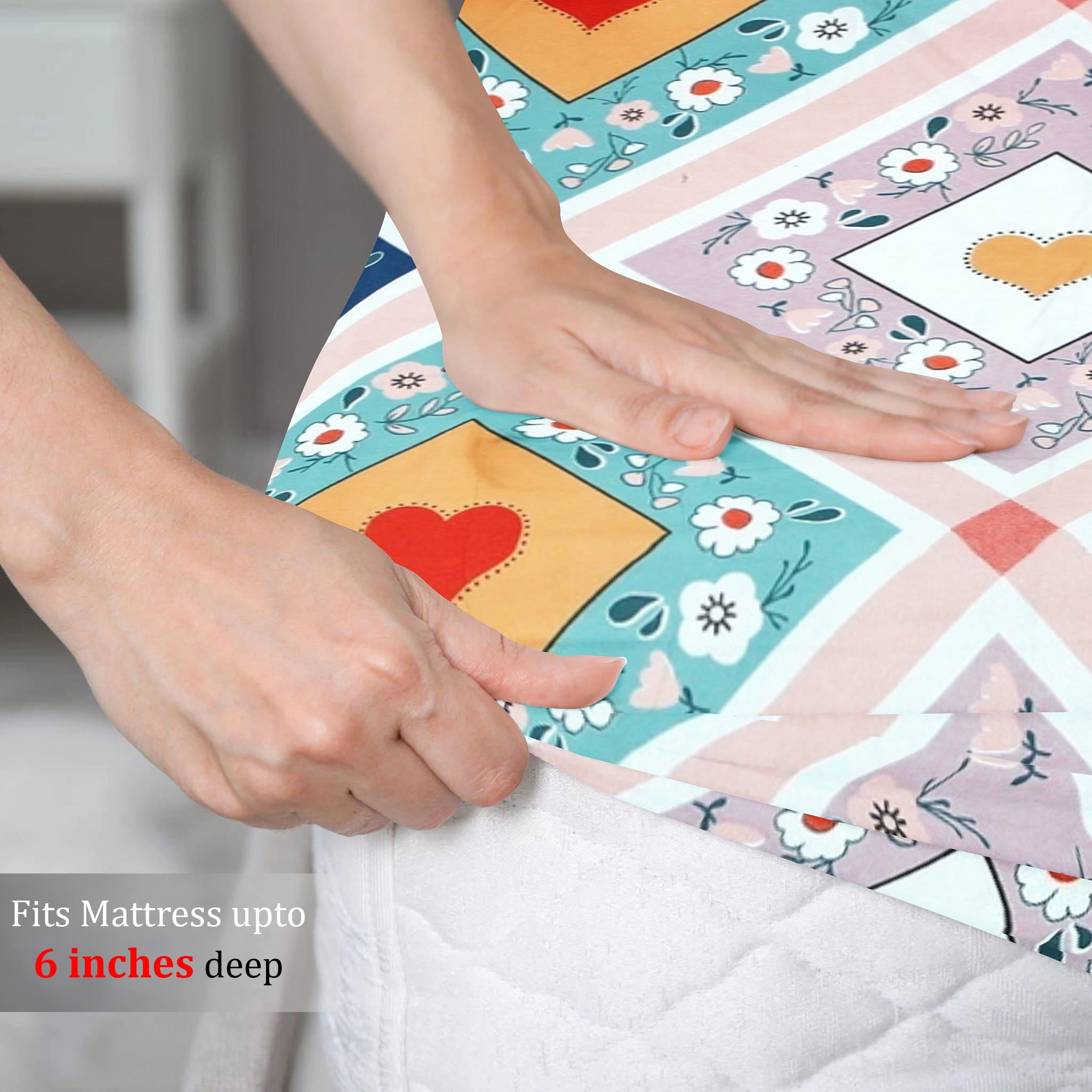 Cotton Floral Print 210 TC king Size Fitted Bedsheet In Multicolor Online In India