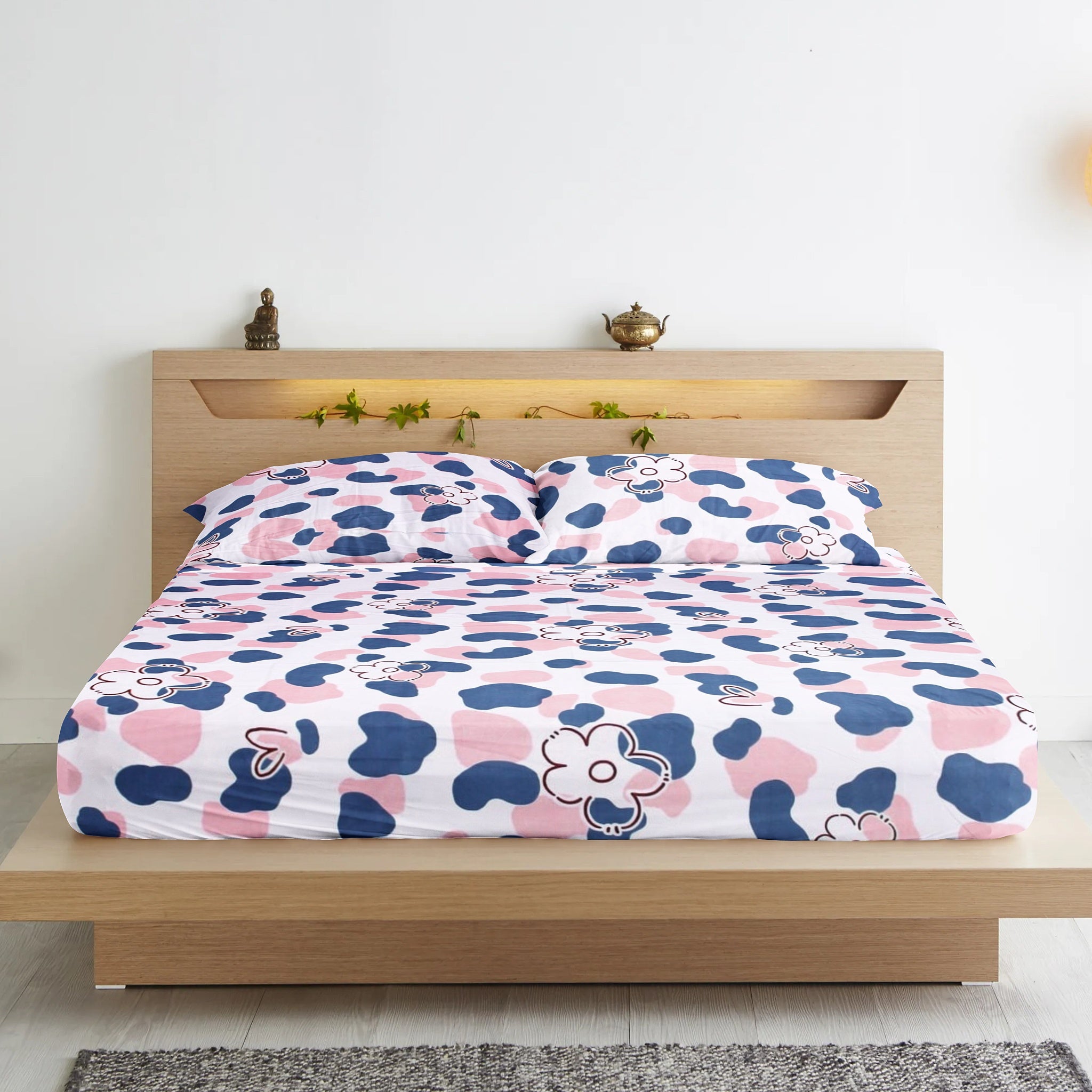 Soft Cotton Floral Print 210 TC Fitted Bedsheet In Multicolor At Best Prices