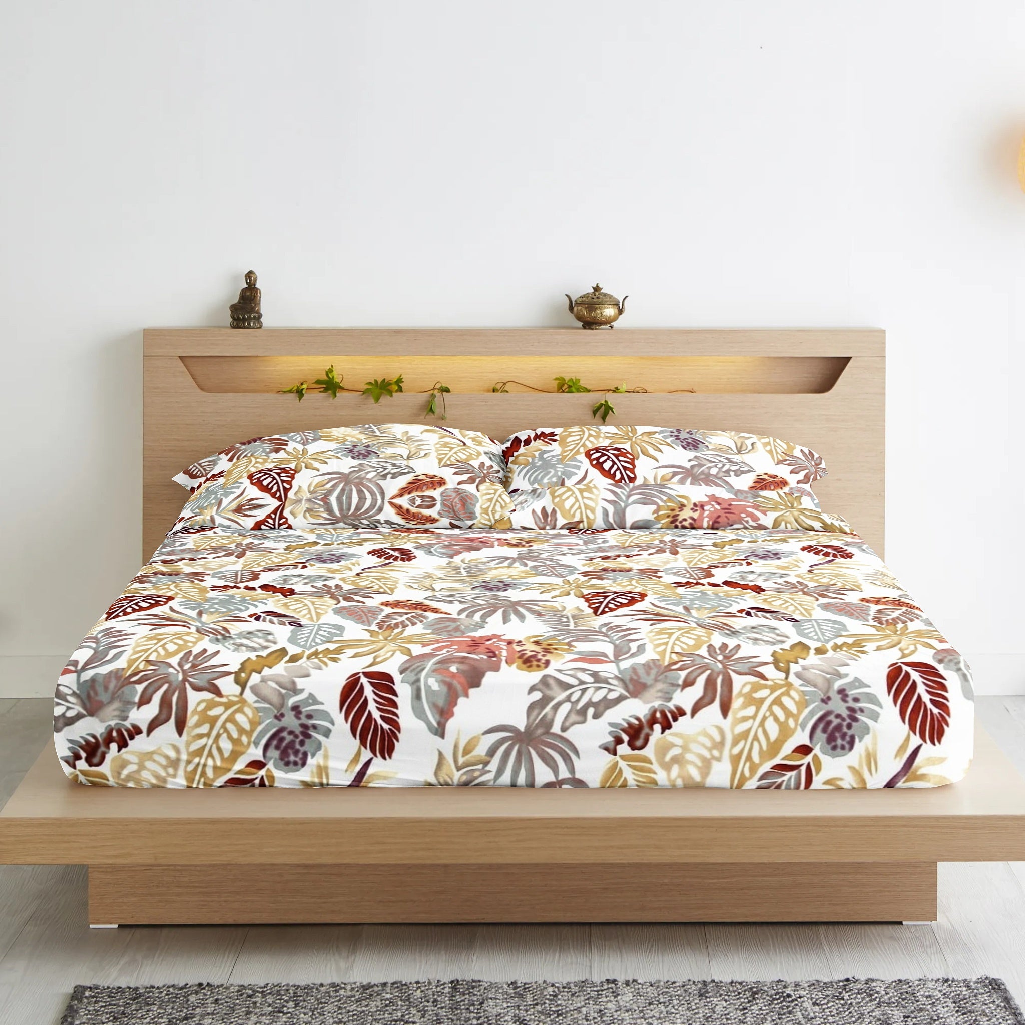 Soft Cotton Floral Print 210 TC Fitted Bedsheet In Multicolor At Best Prices