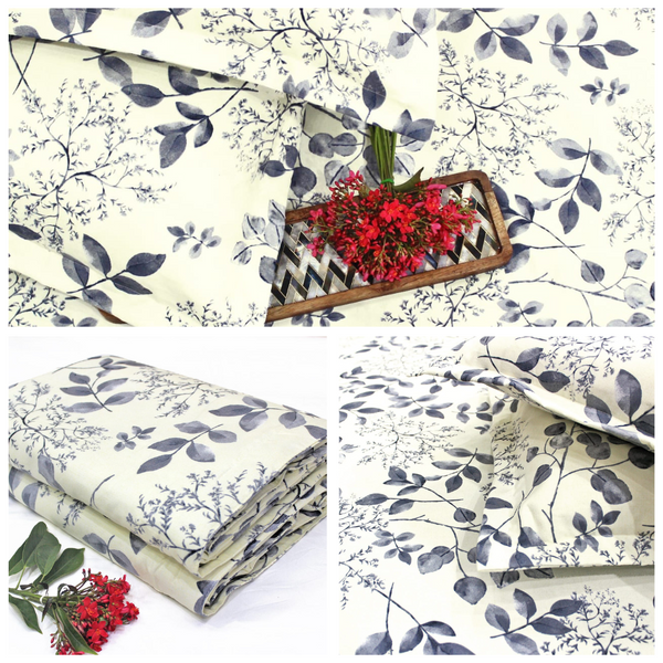 Cream Festive Collection Floral Dohar Bedsheet Set (4 Pc) online in India
