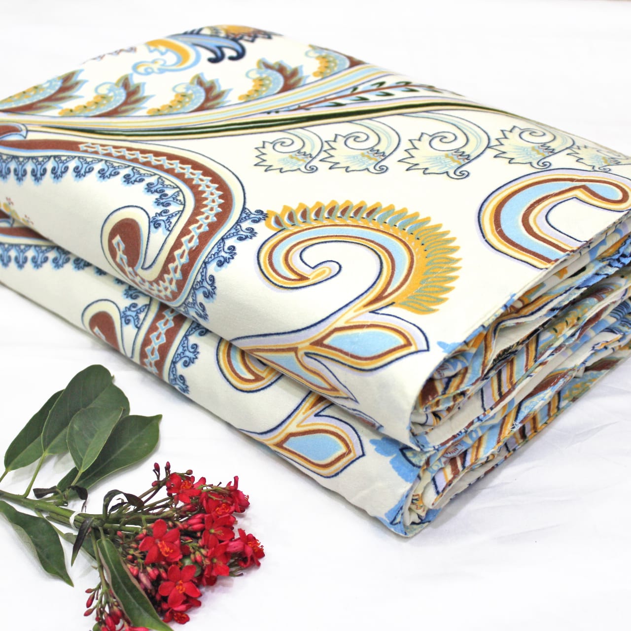 Best Multicolor Microfiber Reversible AC Dohar Blanket In Paisley Print 