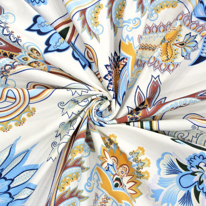 Cotton Paisley Print 210 TC King Size Fitted Bedsheet In Multicolor At Best Prices