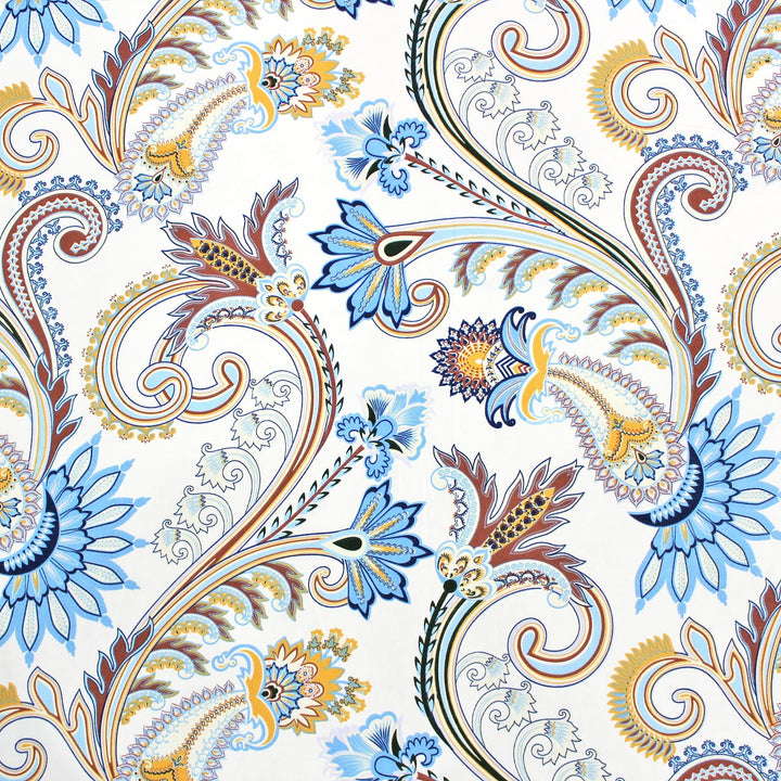 Cotton Paisley Print 210 TC King Size Fitted Bedsheet In Multicolor At Best Prices