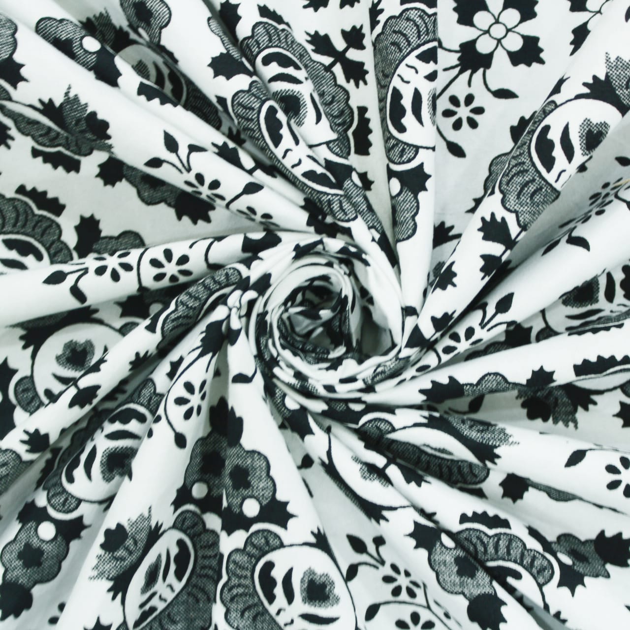 Cotton Floral Print 210 TC King Size Fitted Bedsheet In Black