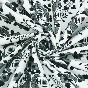 Cotton Floral Print 210 TC King Size Fitted Bedsheet In Black