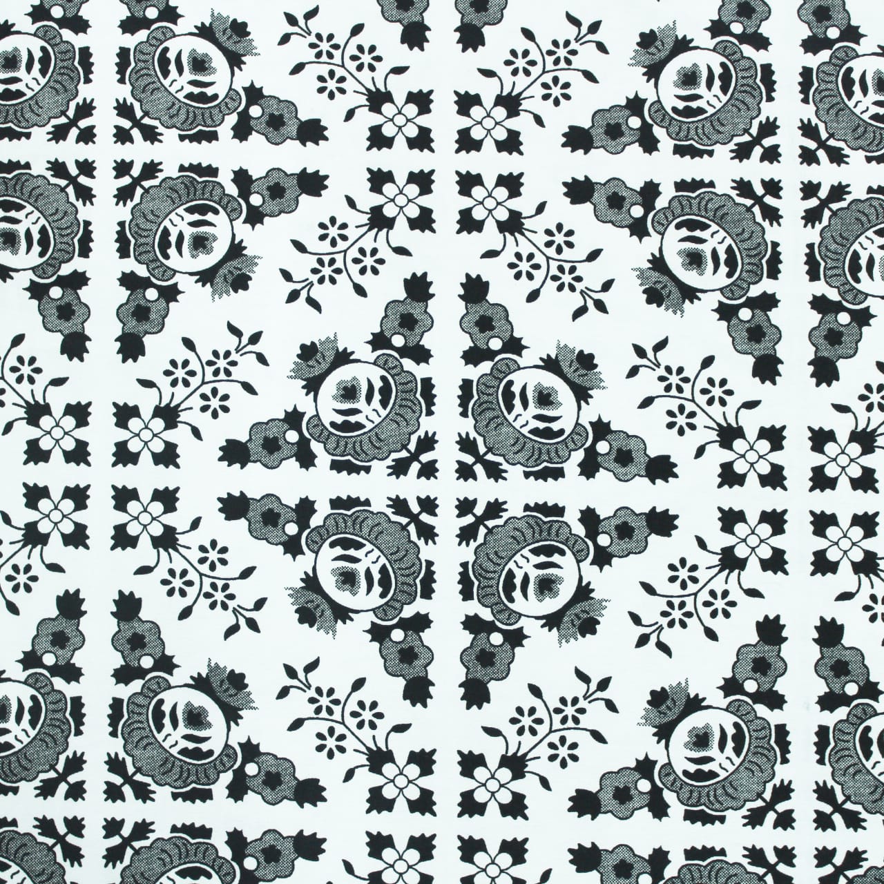 Cotton Floral Print 210 TC King Size Fitted Bedsheet In Black