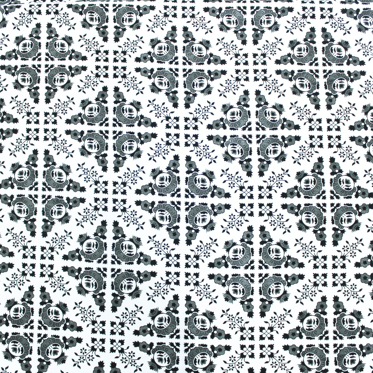Cotton Floral Print 210 TC King Size Fitted Bedsheet In Black