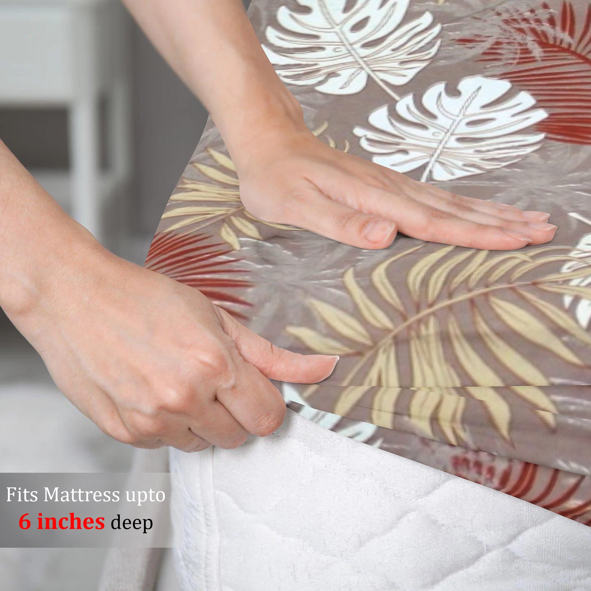 Close-up of 360 elastic fitted bedsheet 