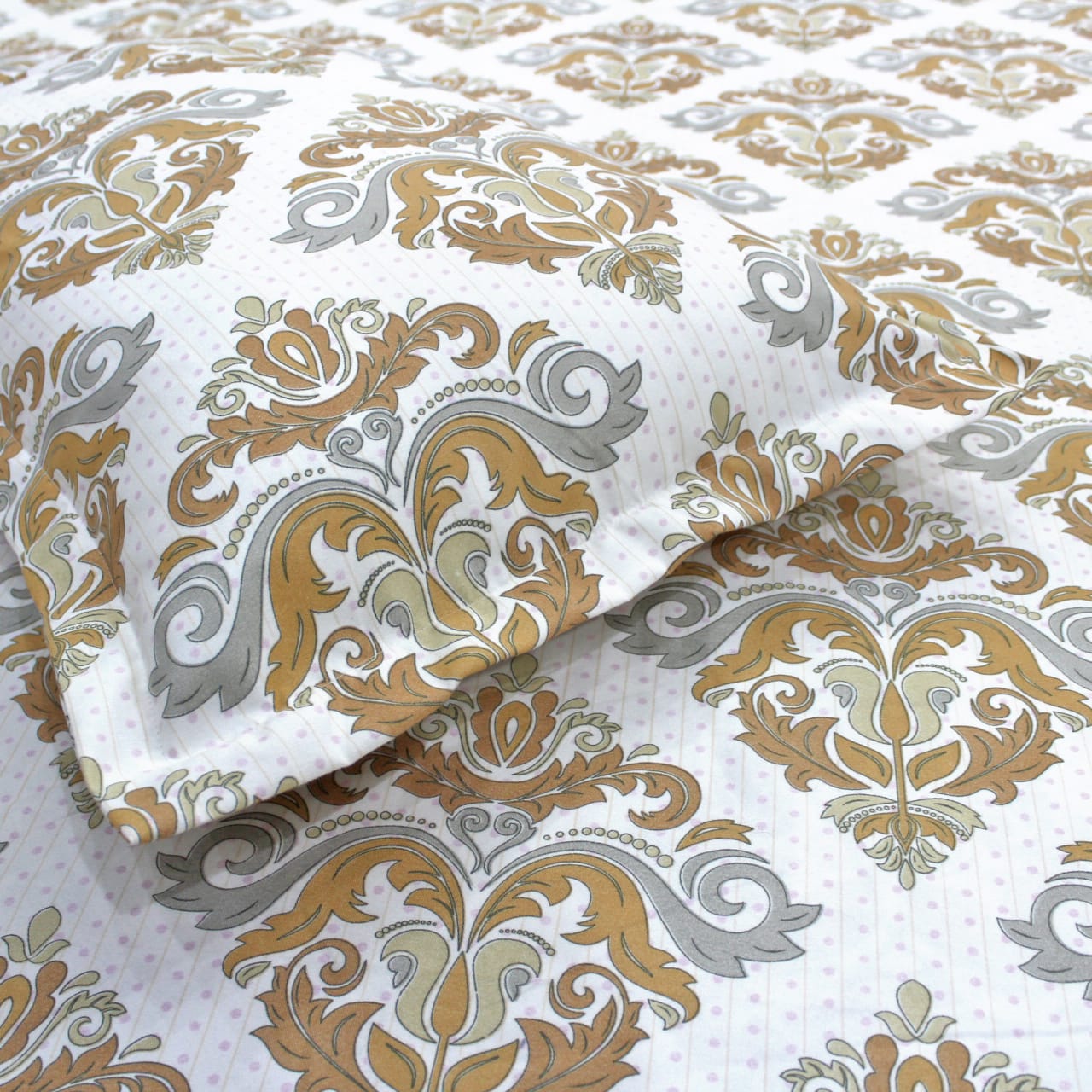 Floral 210 TC Fitted Bedsheet -  Brown