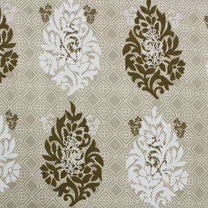 Cotton Floral Print 210 TC King Size Fitted Bedsheet In Khaki  design