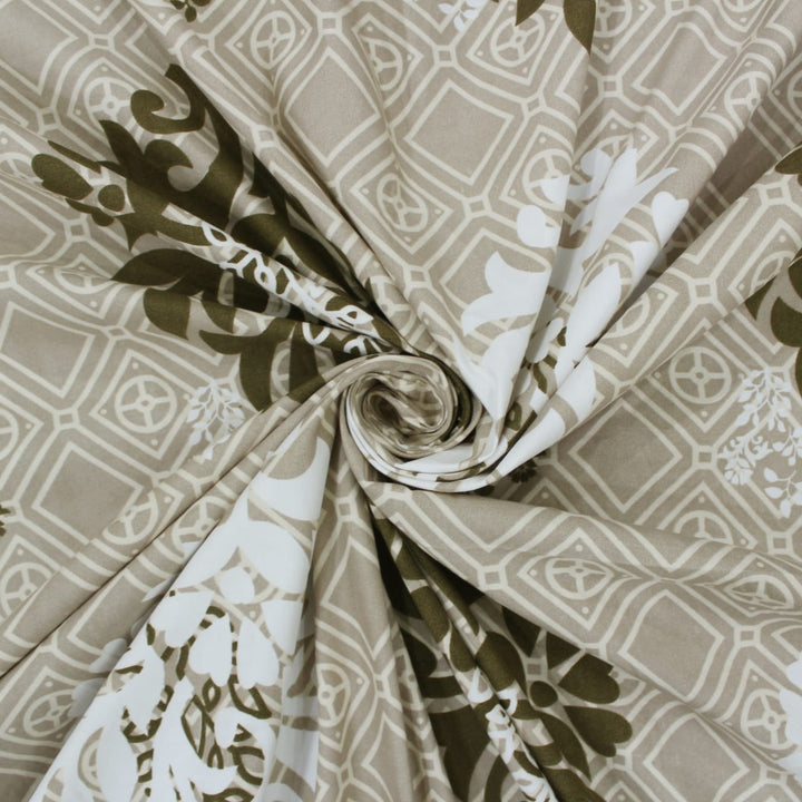 Best Microfiber Floral print Reversible AC Dohar Blanket In Khaki